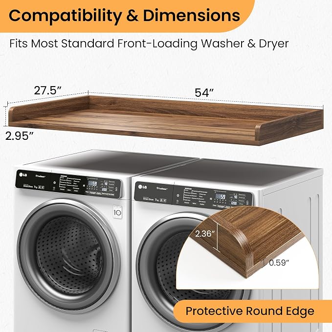 Washer Dryer Countertop, 27.5"x54" Wood Washer and Dryer Countertop - Image 3