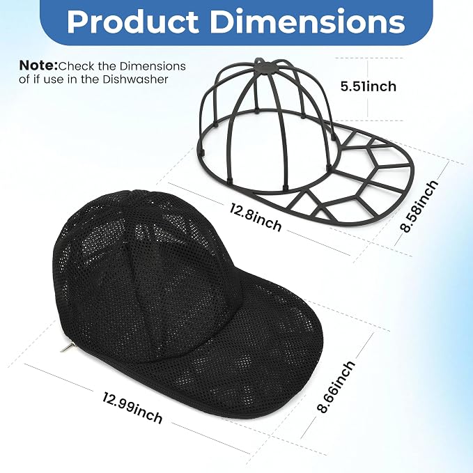 Hat Washer Cage for Baseball Caps, Hat Cleaner for Washing Machine & Dishwasher - Image 2