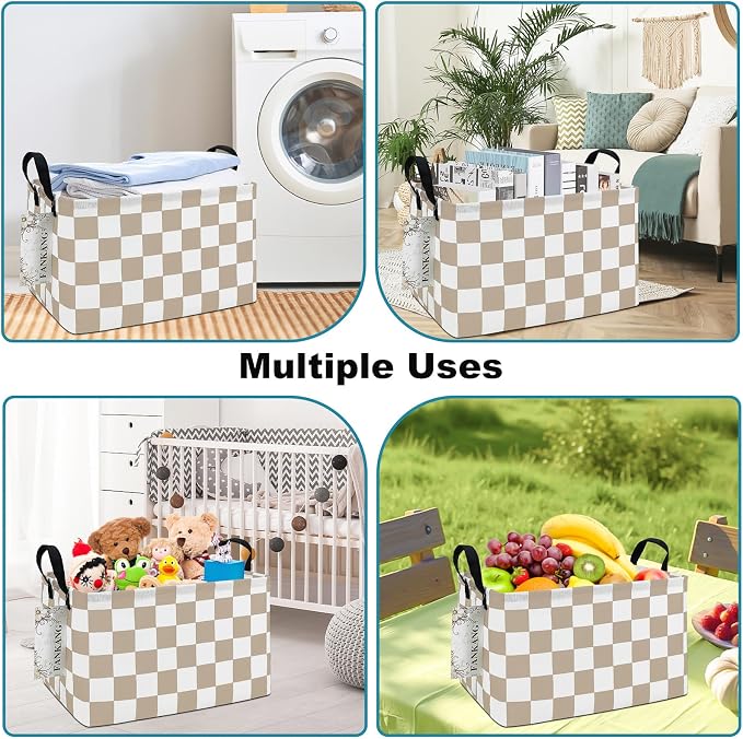FANKANG Storage Bins, Nursery Hamper Canvas Laundry Basket Foldable - Image 5