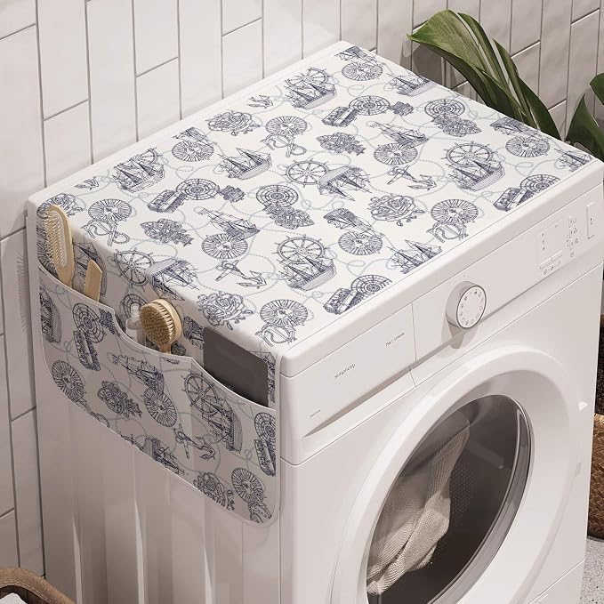 Ambesonne Compass Washing Machine Organizer, Sailing Boat Pattern Antique Ships by Ambesonne