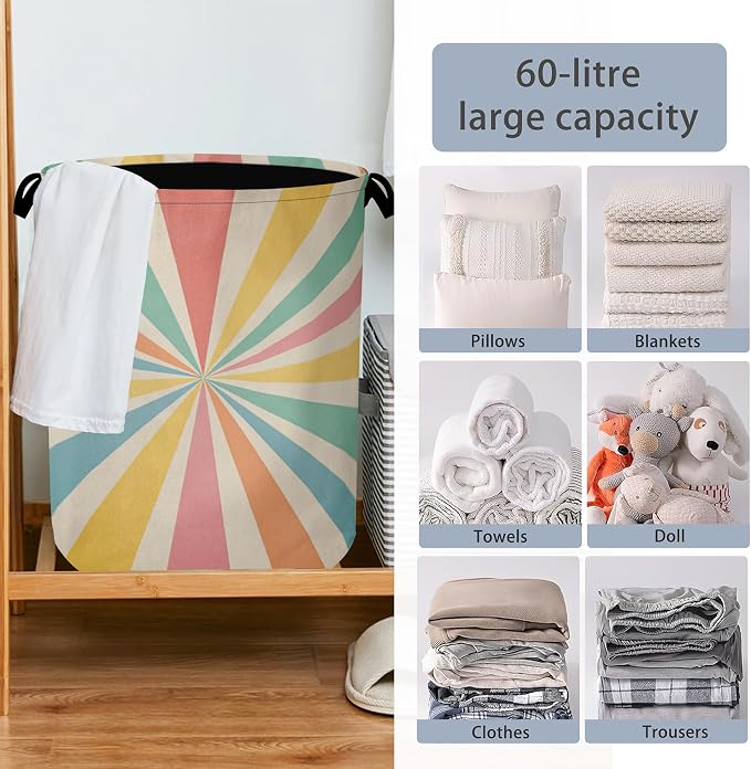 Boho Abstract Geometric Laundry Basket, Foldable - Image 6