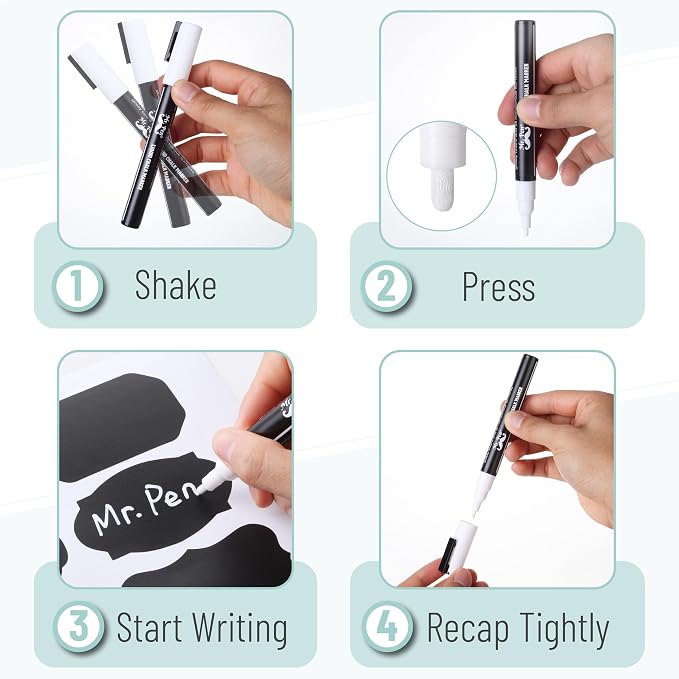 Mr. Pen- Chalkboard Labels, 1 White Chalk Marker and Small Towel - Image 6