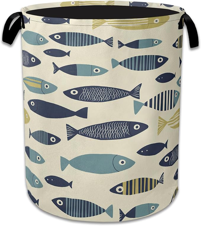 Cute Fish Laundry Basket, Foldable Oxford Cloth Boho Laundry Hamper by Unknown