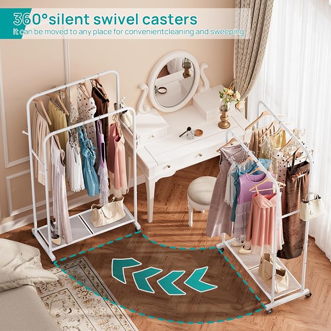 SINGAYE Clothing Rack Garment Coat Racks Drying Metal Freestanding - Image 6