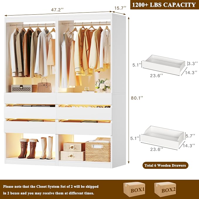 Freestanding Closet System Set of 2, 4FT Closet Organizer System - Image 8