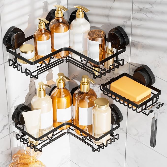 KEGII Corner Shower Caddy Suction Cup, Corner Shower Shelves by KEGII