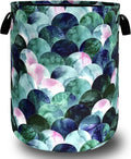 Green Mermaid Scales Laundry Basket Beautiful Scale Funny Laundry Hamper by SELIONLIKN