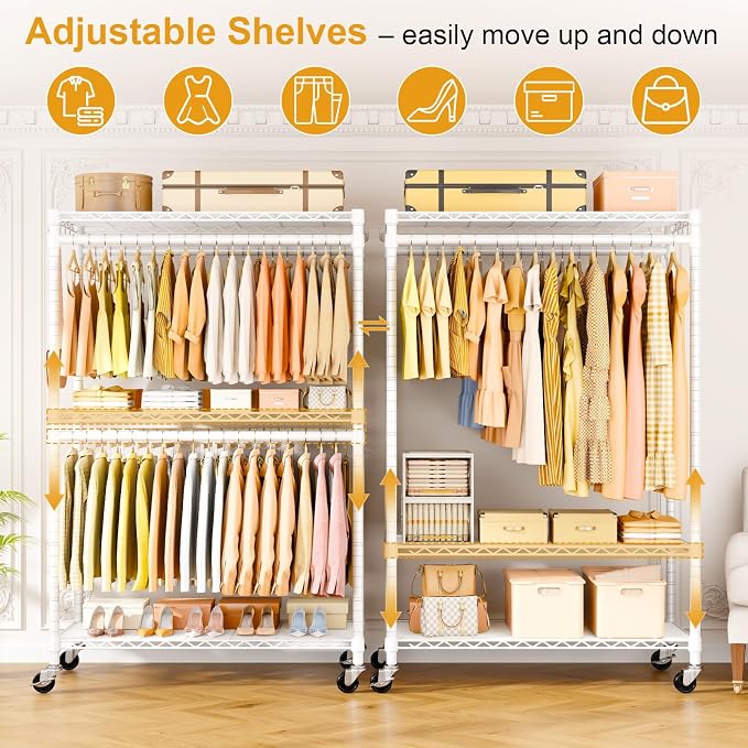 P5 Plus Rolling Clothes Rack Heavy Duty, Clothing Racks - Image 3