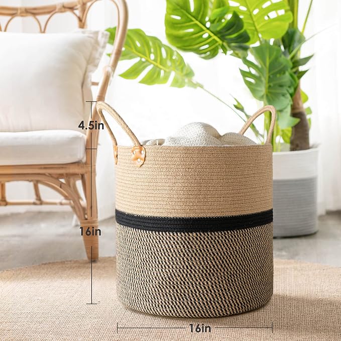 CHICVITA Extra Large Jute Woven Storage Basket - Image 5