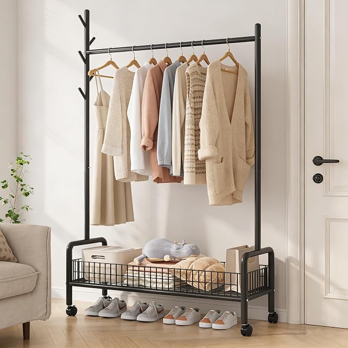 Clothes Rack with Storage Shelves, Heavy - Image 2