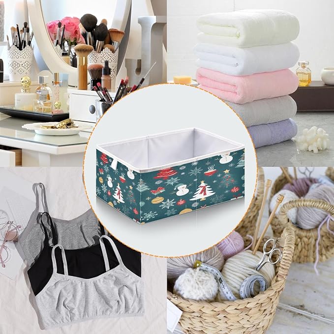 senya Large Storage Bins Christmas Pattern Snowflakes Collapsible Foldable - Image 5