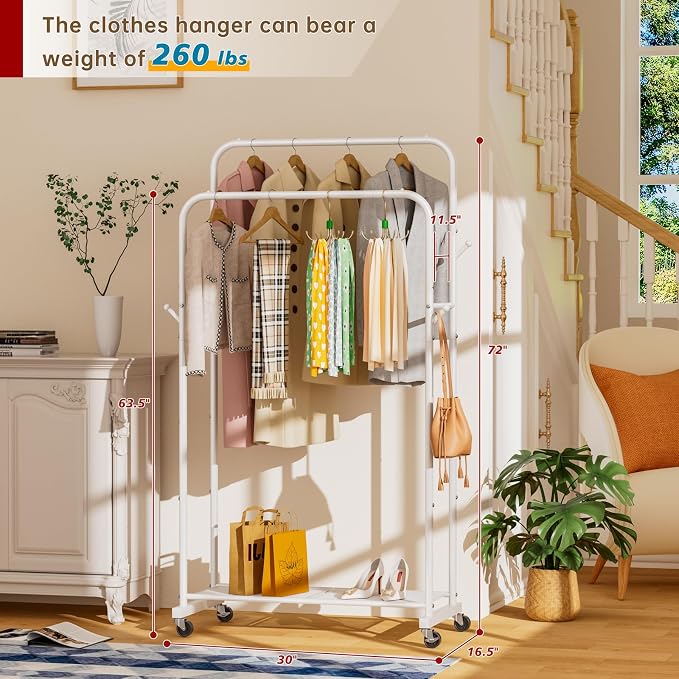 Clothes Garment Coat Rack Drying Clothing Racks Metal Freestanding - Image 7