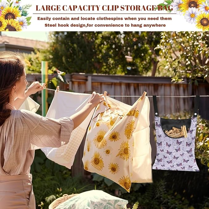 Butterflies Clothespin Bag Holder Pin Collector Bag Stores and Holds Clothespins - Image 5