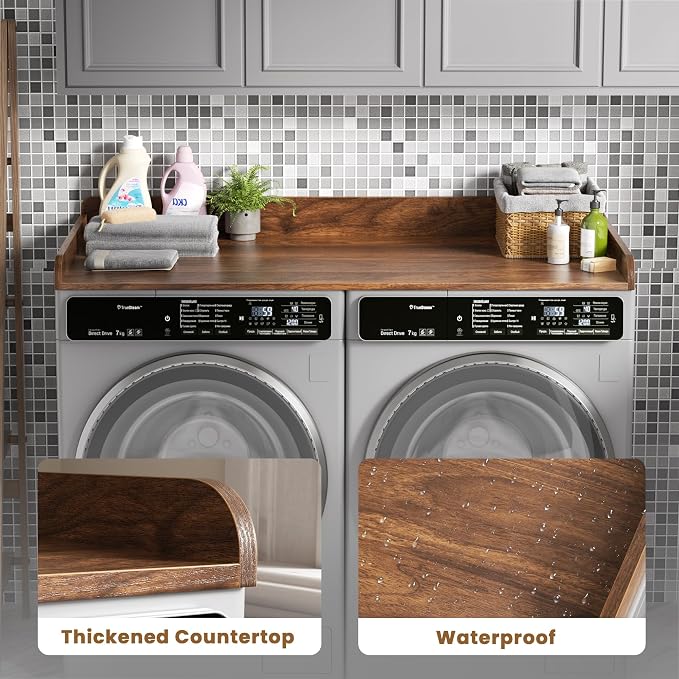 DTK Washer Dryer Countertop, Wood Topper - Image 5