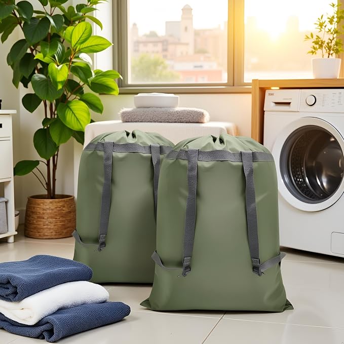 2 Pack Laundry Bag Backpack, 27” x 34”Sturdy Laundry Bag - Image 6