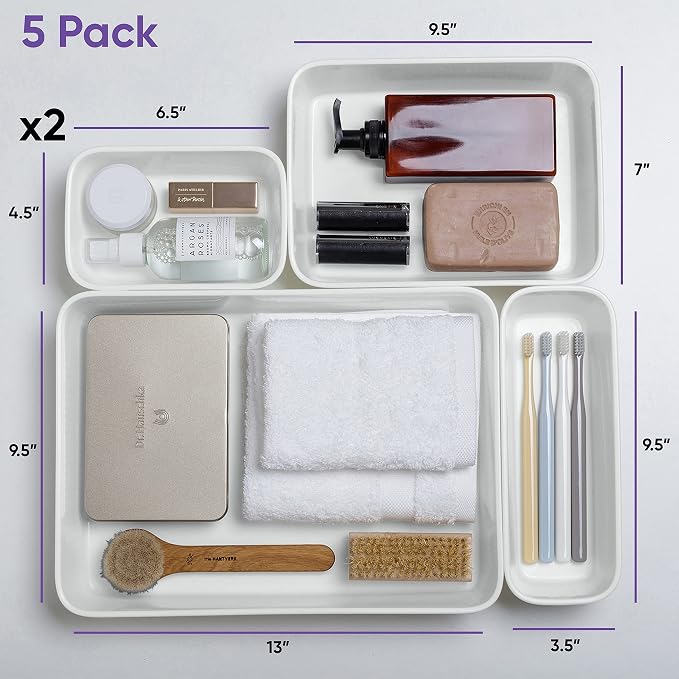 Superio Drawer Organizer Trays, Plastic Decorative Organizing Baskets - Image 3