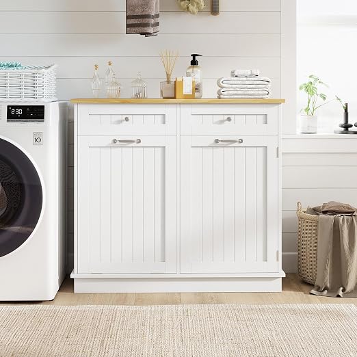 LDAILY Moccha Kitchen Tilt Out Trash Cabinet, Hideaway Recycling Cabinet - Image 4