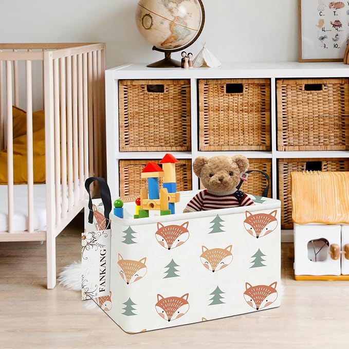 FANKANG Storage Bins, Nursery Hamper Canvas Laundry Basket Foldable - Image 5