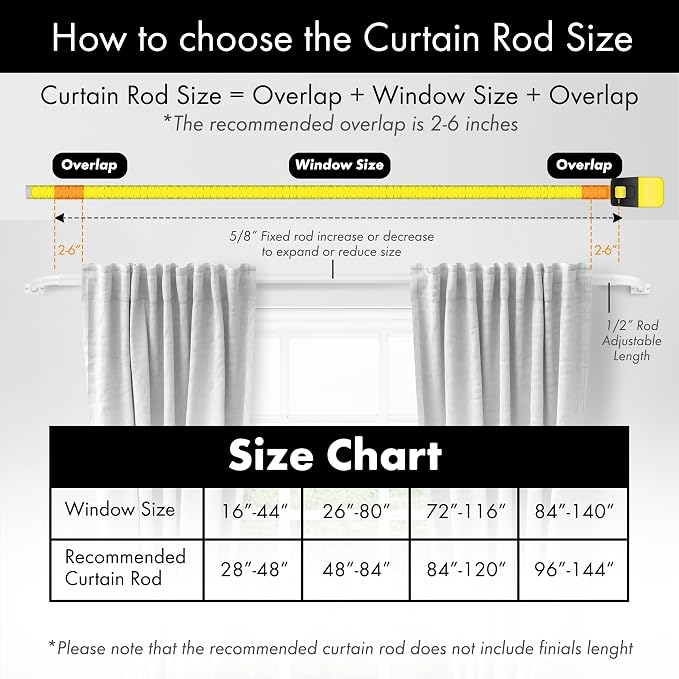 Meriville 1-Inch Diameter Wrap Around Blackout Curtain Rod, 48-Inch to 84-Inch - Image 3