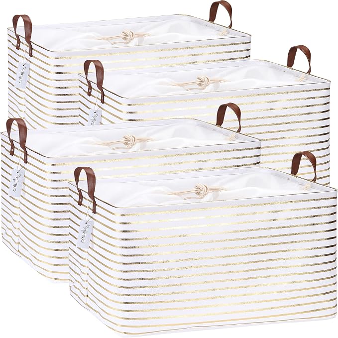 Hinwo 70L Extra Large Storage Bins, Foldable Clothes Storage Baskets by Hinwo