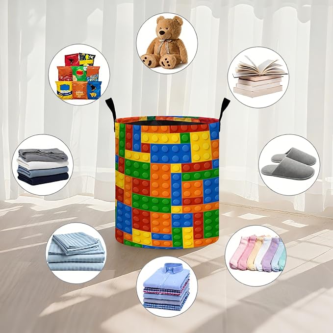 Colorful Building Blocks Laundry Basket Laundry Hamper - Image 4