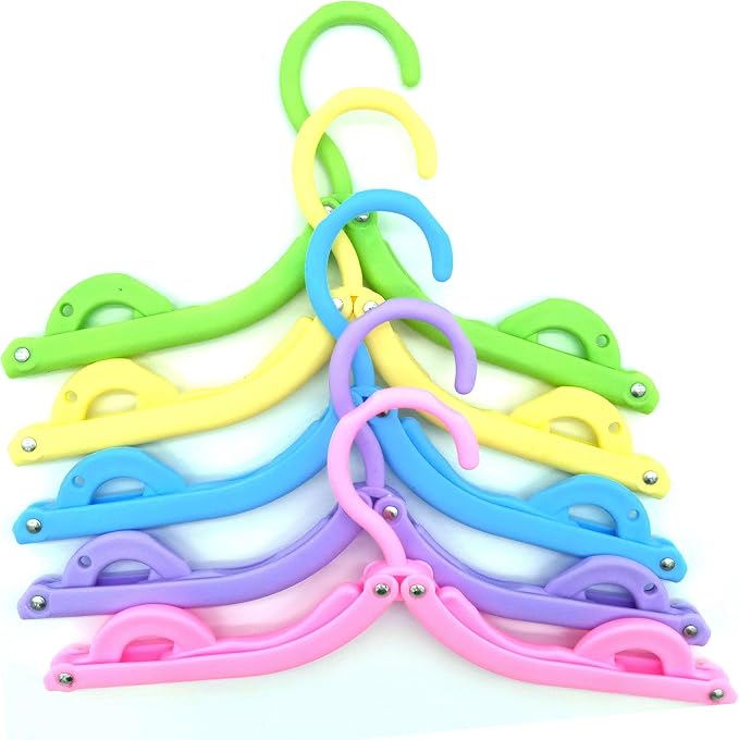 EAVOQLB 10 PCS Portable Folding Clothes Hangers Retractable Plastic Non Slip - Image 2