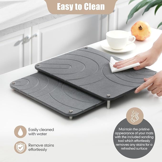 CZWL&HG 2 PCs Stone Dish Drying Mats - Image 5