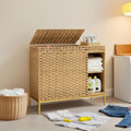 Laundry Hamper with Lid, 130L Rattan Laundry Hamper 3 Section with 50L Storage by Gitelnour