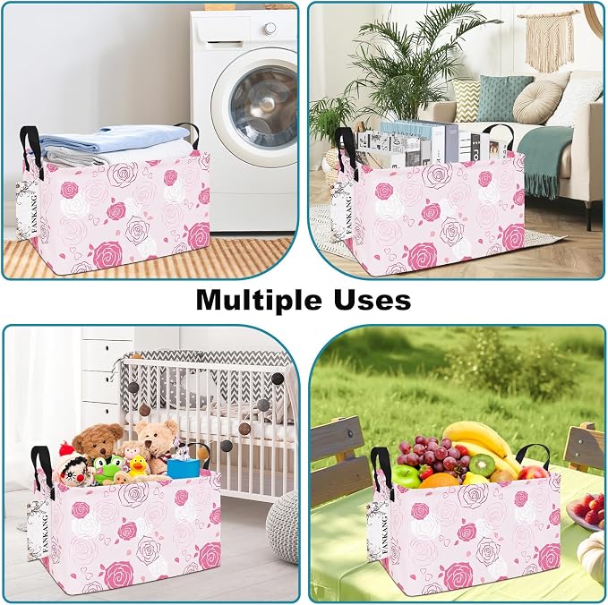 FANKANG Storage Bins, Nursery Hamper Canvas Laundry Basket Foldable - Image 4