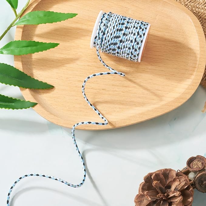 1.5 mm Braided Cotton Cord Macrame Metallic Colorful Thread 4-Ply Twisted - Image 3