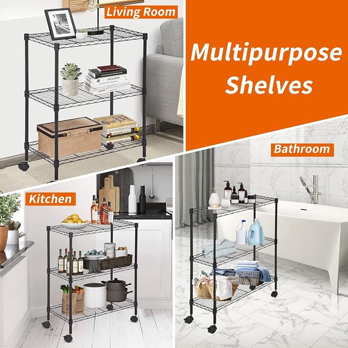 3-Tier Metal Wire Shelving Unit - Image 6