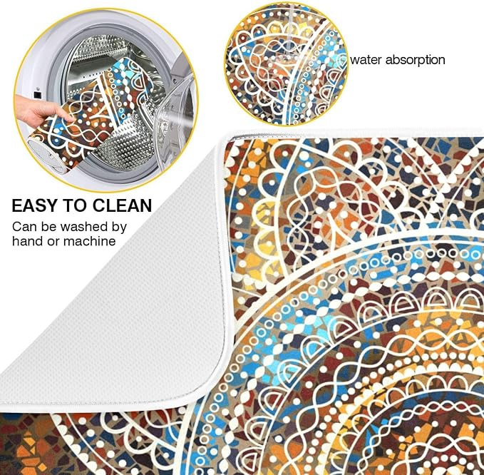 Decorative Mandala Dish Drying Mats 18 x 24 Inch Super Absorbent Microfiber - Image 2
