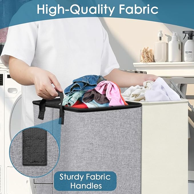 Large Hampers for Laundry 2 Compartment, Double Laundry Hamper 2 section for - Image 6