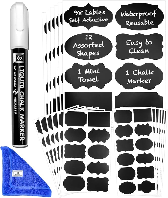 Chalkboard Labels for Jars 98pcs by Kempshott%C2%AE