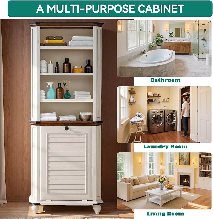 YITAHOME Tall Tilt-Out Laundry Storage Cabinet, Hidden Hamper - Image 5