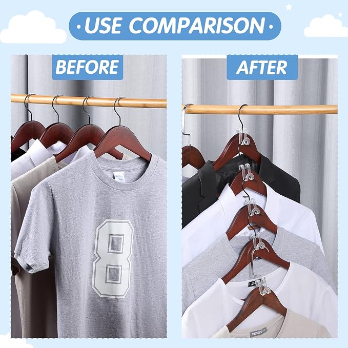 Unittype 100 Pcs Transparent Plastic Clothes Hanger Connector Hooks, Heavy Duty - Image 4