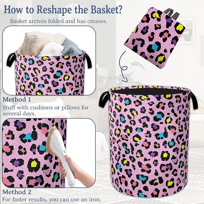 Colorful Leopard Print Laundry Basket, Oxford Cloth Cute Laundry Hamper - Image 6