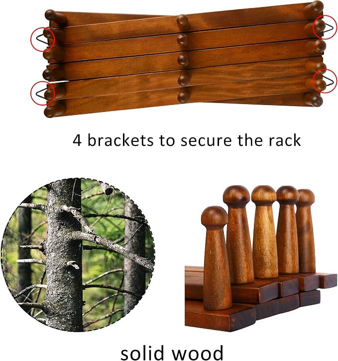 WEBI Accordion Wall Hanger, Expandable Wooden Hat Rack - Image 7
