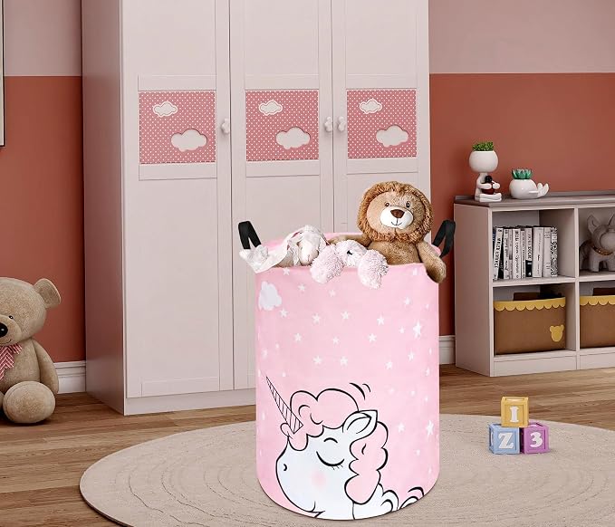 Round Laundry Basket Storage Bins Nursery Hamper Gift Baskets - Image 6