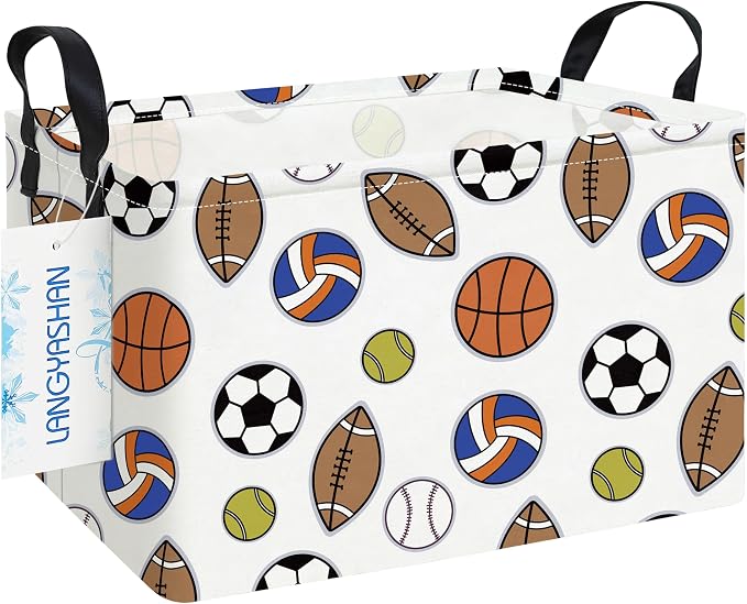 LANGYASHAN Rectangular Storage Bin Collapse Canvas Fabric Cartoon Storage Basket by LANGYASHAN