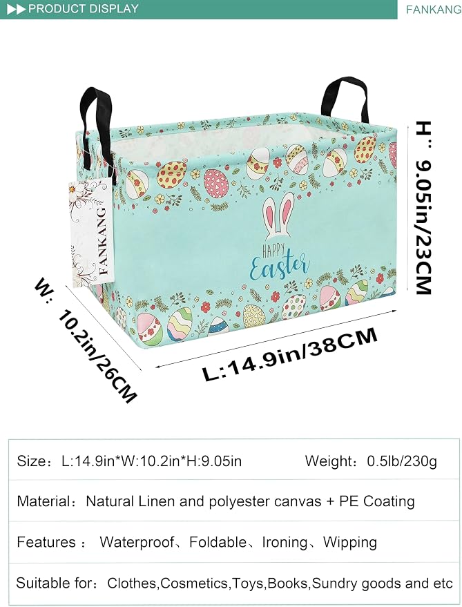 FANKANG Storage Bins, Nursery Hamper Canvas Laundry Basket Foldable - Image 2