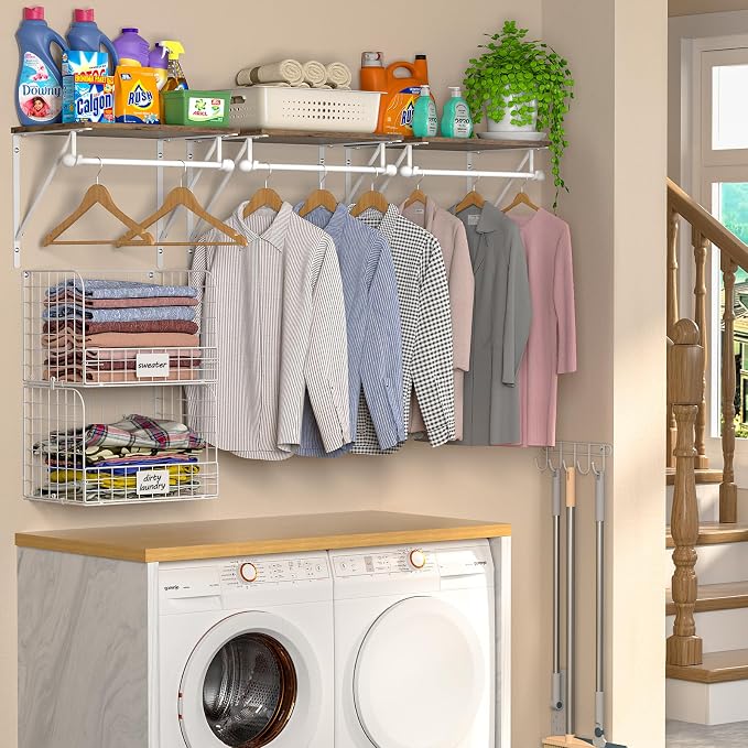 2 Set Laundry Room Wall Mounted Shelves - Image 5