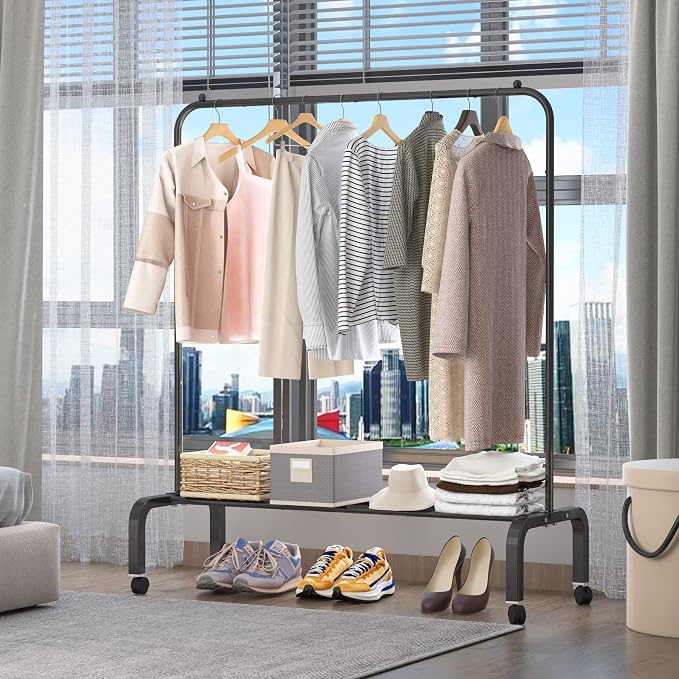 Rolling Clothes Rack Metal Clothing Rack - Image 4