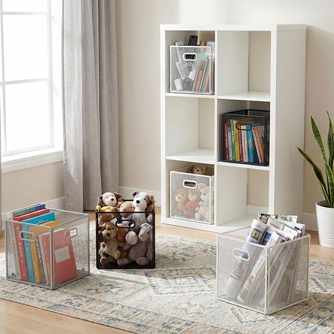 Sawysine 6 Pack Foldable Metal Cube Storage Baskets 13x13in Cube Storage Bins - Image 7
