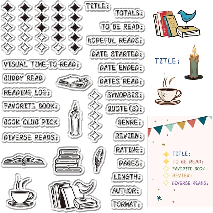 CRASPIRE Reading Book Stamp Diary Journal Clear Stamps by CRASPIRE