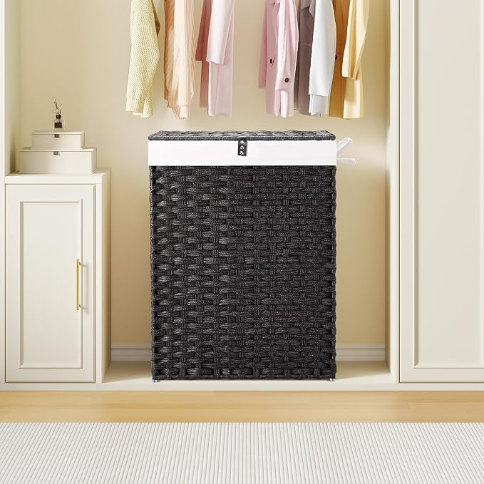 Greenstell Laundry Hamper with Lid, 90L Clothes Hamper with 2 Removable Liner - Image 2