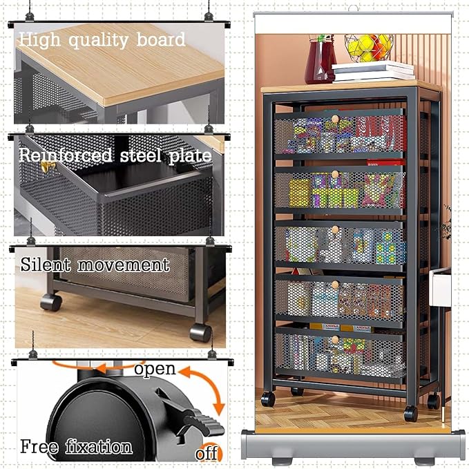 Compact Sideboard Storage Trolley Cabinet. Tall Larder Cupboard - Image 3