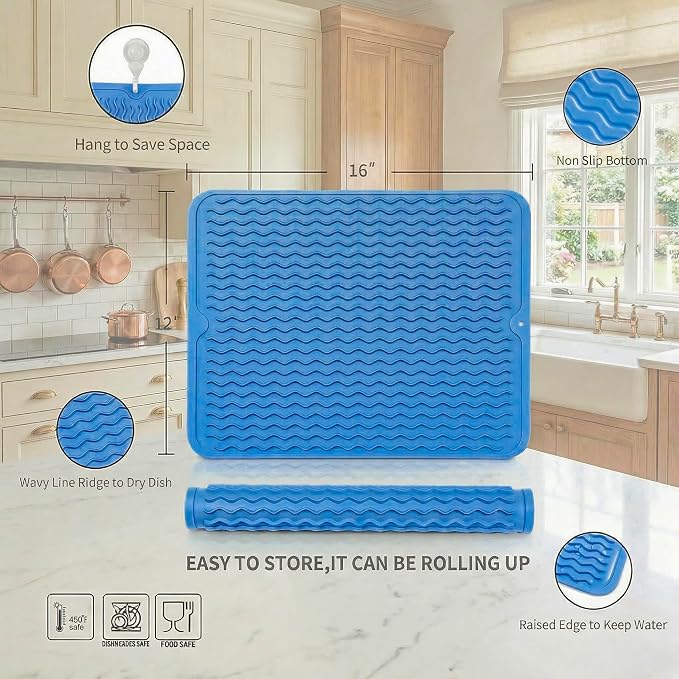 Silicone Dish Drying Mat for Multiple Usage, Easy clean, Eco-friendly, - Image 2
