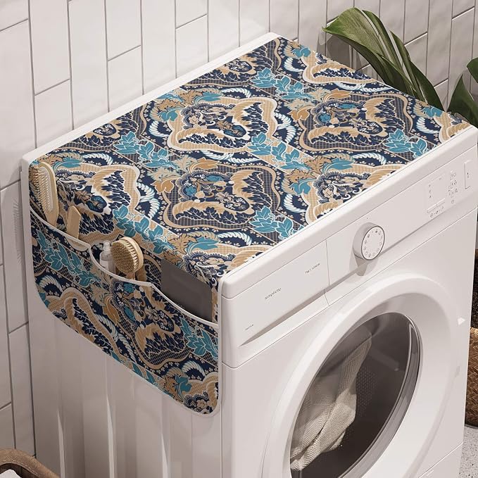 Ambesonne Asian Washing Machine Organizer, Vintage Eastern Abstract Floral by Ambesonne