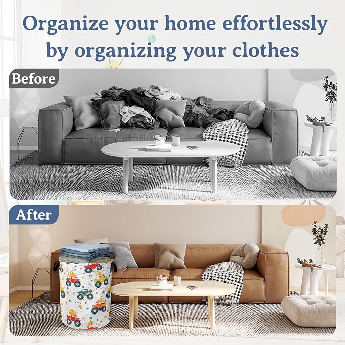 Cute Truck Laundry Basket, Foldable Oxford Cloth Laundry Hamper - Image 5